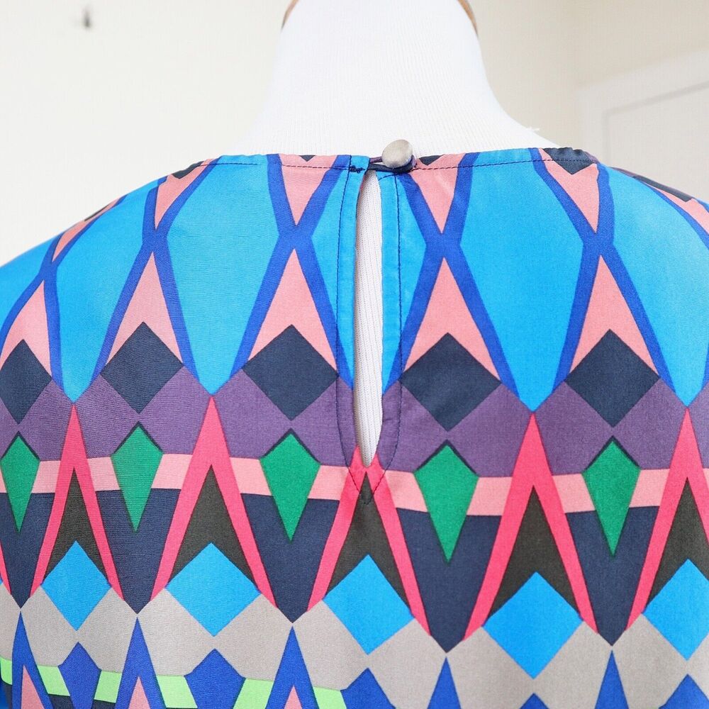 J Crew Size 2 Silk Gemstone Classic T Shirt Blouse Multicolor Print - Picture 6 of 10